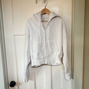 Aritzia Off-White Zip-Up Hoodie Boyfriend Fit